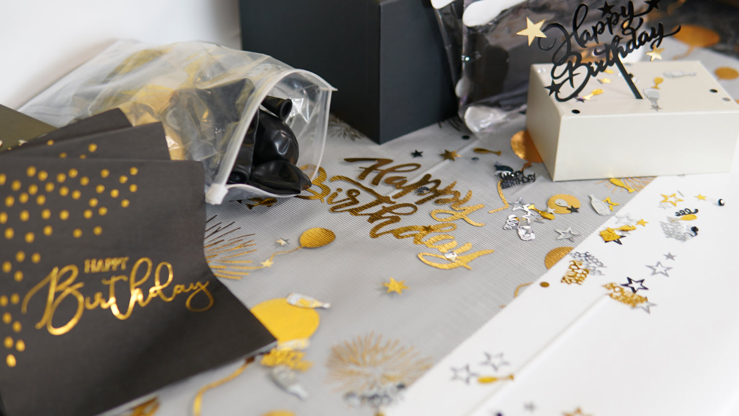 Schwarz-Gold Geburtstag Event Set